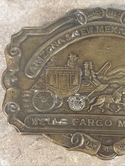 VINTAGE ARIZONA & NEW MEXICO EXPRESS CO WELL FARGO MINING COMPANY BELT BUCKLE