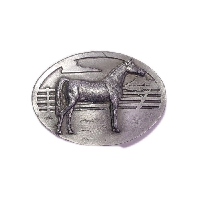 Vintage Cowboy Belt Buckle Arroyo Grande Buckles Co. AG 24 Horse Lovers 1989