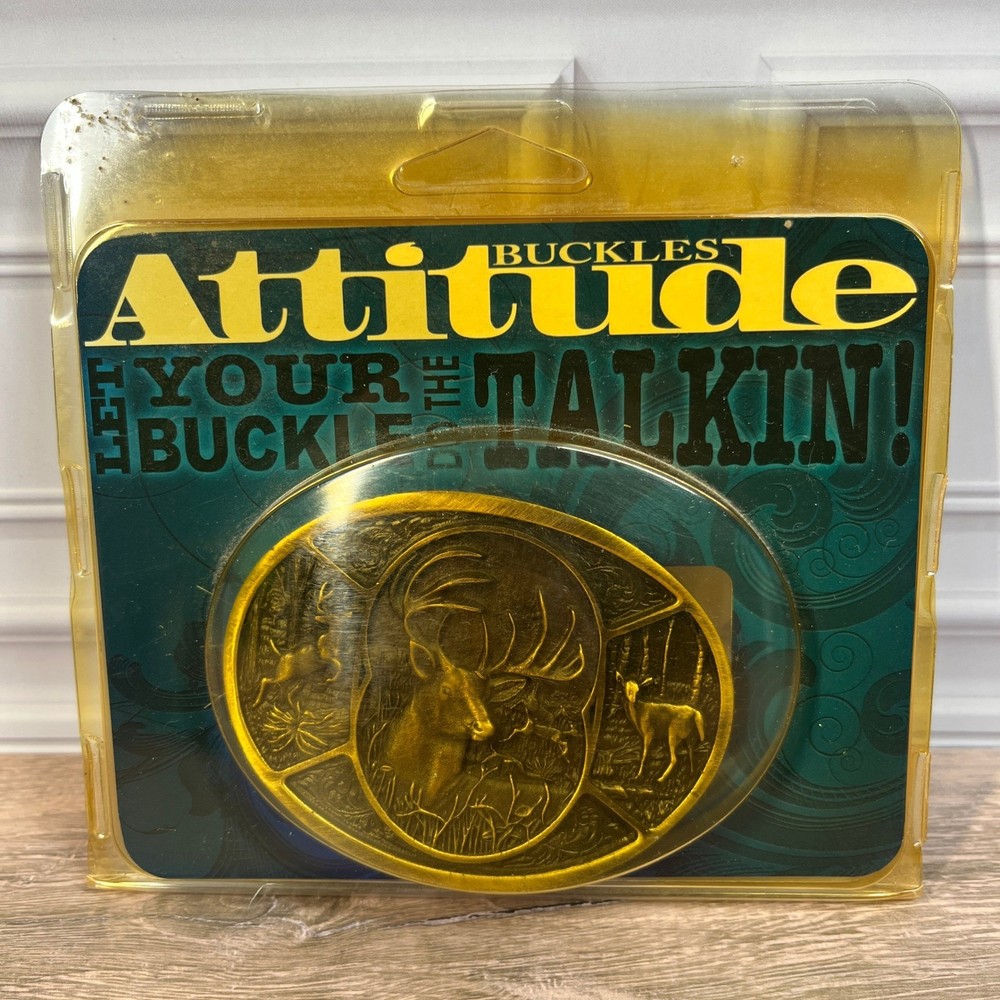 Montana Silversmiths Deer Belt Buckle Mens Gold Attitude Whitetail Hunting