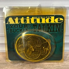 Montana Silversmiths Deer Belt Buckle Mens Gold Attitude Whitetail Hunting