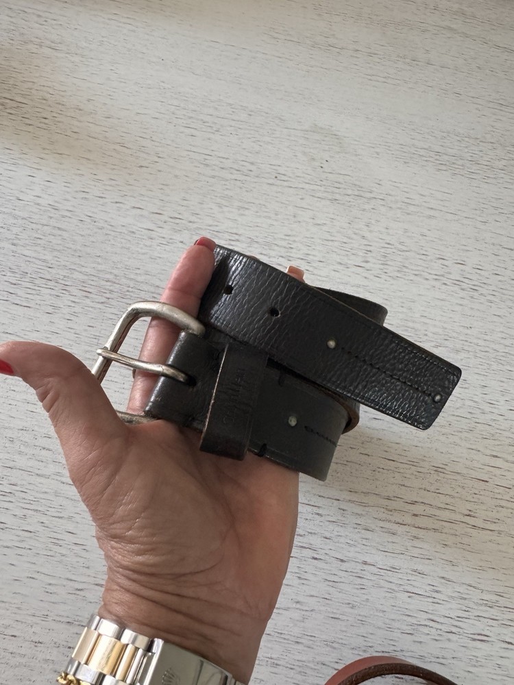 Calvin Klein Black Genuine Leather Silver Buckle Belt Size Large unisex