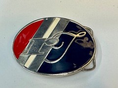 RF RT Company Logo? Vintage Red White & Blue Oval Vintage Belt Buckle