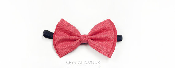 Coral Pink Cloth Bowtie for Barnyard Wedding Prom Adjustable Groomsmen Vintage