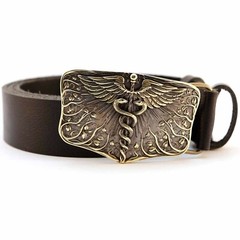 Medical brass belt buckle Caduceus, Handmade physician Medical Corps buckle