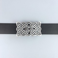 Vintage Silver Plated Rectangle Celtic Braided Cross Knot Belt Buckle