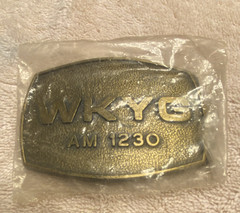 AM 1230 Metal Western Belt Buckle Rectangle Monogram Logo mo&rsquo;money associates