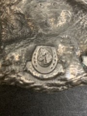 Western Horse Blue Ted Silver Metal Belt Buckle