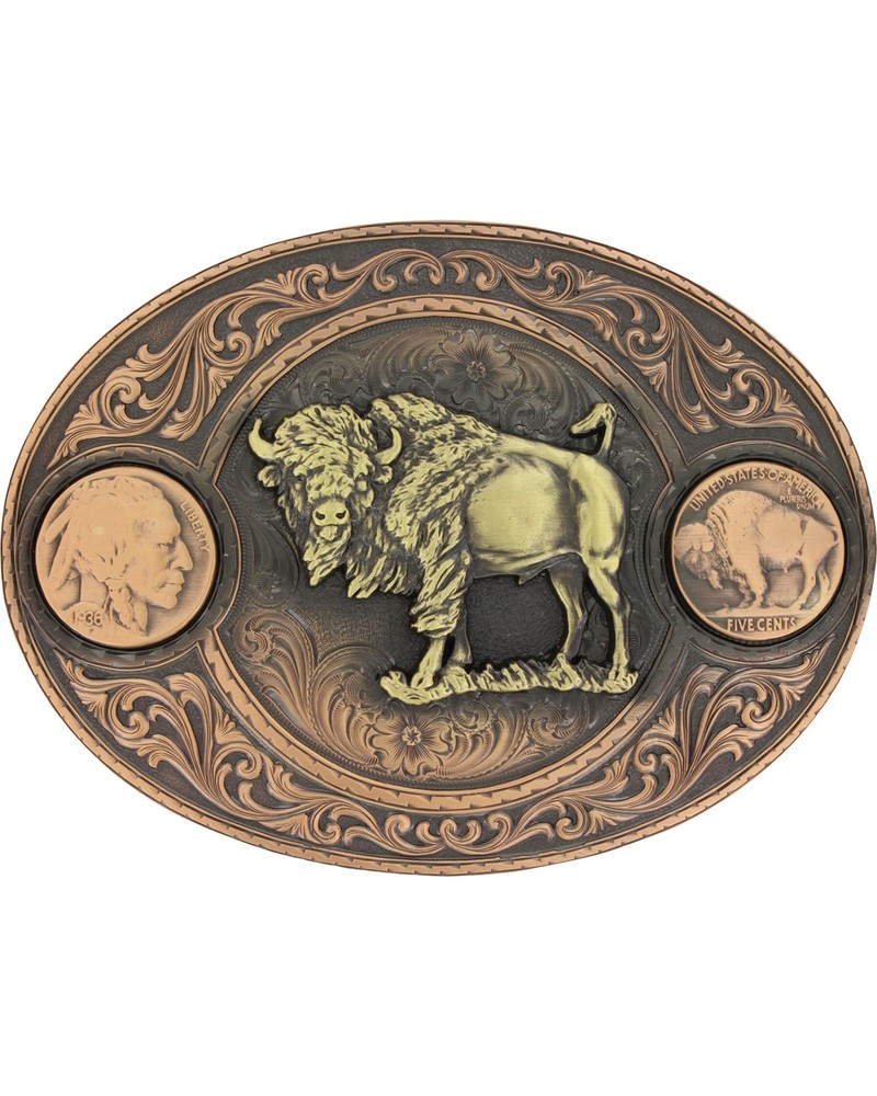 Montana Silversmiths Men&rsquo;s Men'S Copper Buffalo Indian Head Nickel Belt –