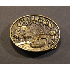 San Antonio Texas Solid Brass Belt Buckle Vintage 1980s Pre-Owned # FS-0347 (O)