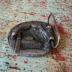 Men’s Vntg Large Mouth BASS Fish Silver-tone Belt Buckle MADE IN U.S.A. Fishing