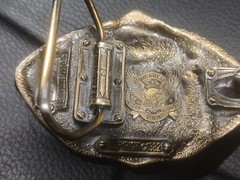 The Great American Belt Buckle Co 1982 Football Serialized solid Brass Enameled