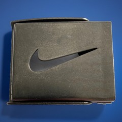 Nike Gun Metal Belt Buckle Cutout Swoosh Logo SilverTone Beer Opener 2.5×1.75”