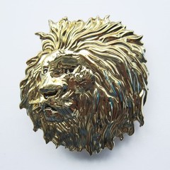 NEW LION GOLD WILD ANIMAL AFRICA SAFARI 3-D BELT BUCKLE
