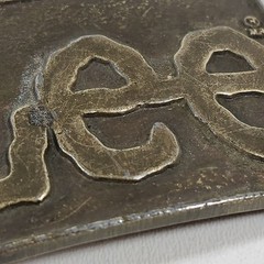 Lee Brass Belt Buckle Vintage 1980s Jeans Logo Solid Cast Original