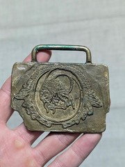 vintage BRASS belt buckle BRONZE handcrafted BRUTALIST fantasy buffalo 1970s