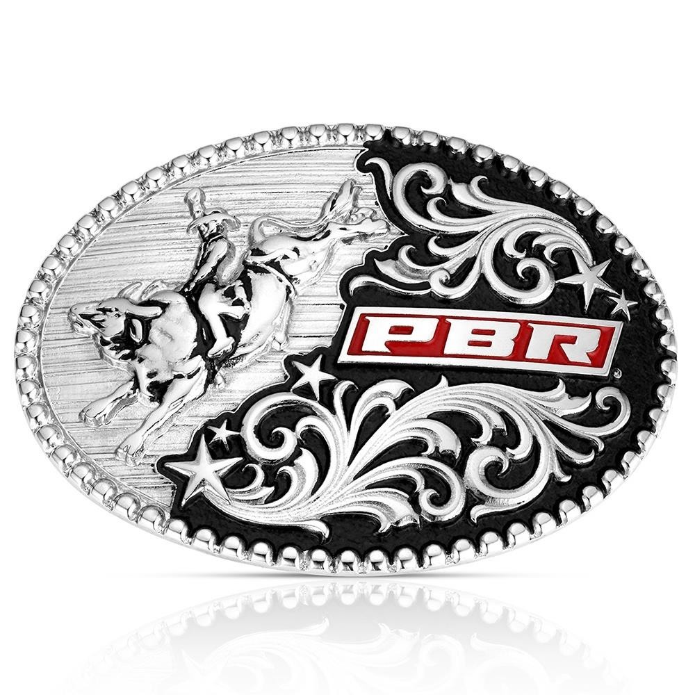 Montana Silversmiths Attitude Officially Licensed PBR Western Oval Belt Buckle