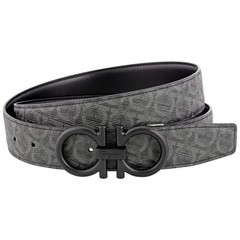 Salvatore Ferragamo Men&rsquo;s Double Gancini 717807 Black/Grey Size 105 MSRP $695