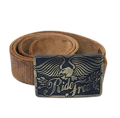 Vintage American Eagle Original Motorcycle « Ride Free » Belt and Buckle Sz 34