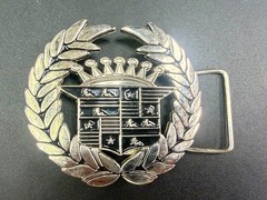 Cadillac Crown Logo Emblem Olive Branches and Flag 90&rsquo;s 187 Inc Belt Buckle