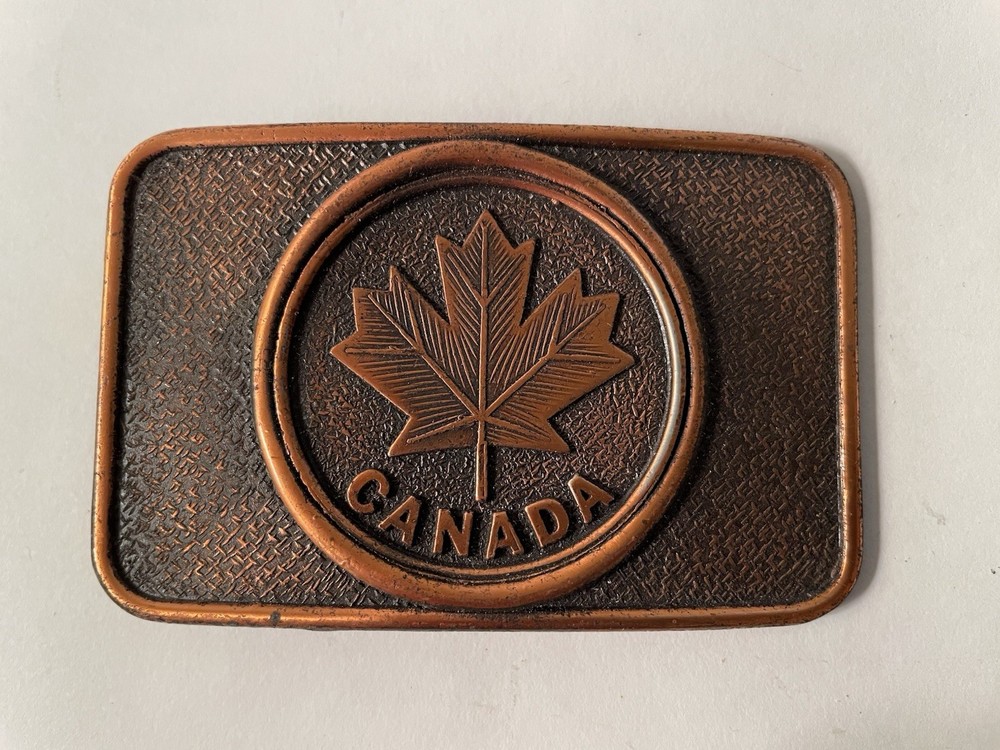 Vintage Canada Belt Buckle Maple Leaf Buckle Copper Metal Made By Century