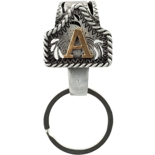 Vintage Western Cowboy Letter Keychain,Handmade Metal-Z Initial Key Chain A