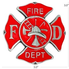 Fire Department Dept FD RED CROSS Belt Buckle FireFighter Helmet Hydrant Ladder