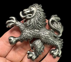 Dragon Figure Belt Buckle Silver Tone Lion Heraldic Retro Vintage