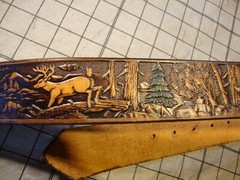 Vintage 1977 Bergamot Belt and Buckle Brass Deer Buck Doe Antlers Western