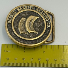 Vintage Odessa Babbitt Bearing Co Solid Brass Belt Buckle Industrial Texas Oil