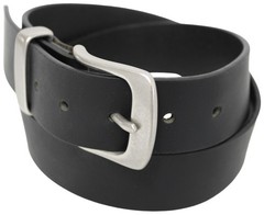 Solid Brass Buckle and Keeper Quality Full Grain Genuine Leather Belt 41004. BLK