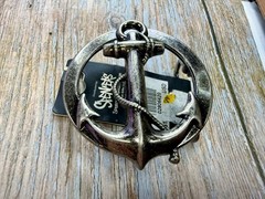 Round Openwork Anchor with Wrapped Rope Nautical Theme Body Rage Belt Buckle