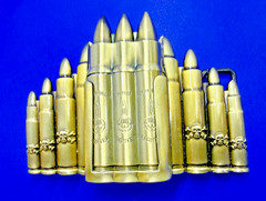 Bullet Rifle Rounds Skull Crossbones Lighter (Not Working) Large Belt Buckle