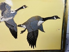 Vintage solid Brass Nap Inc. Canadian Geese Enameled Belt Buckle F02 3&Prime;x2.5&Prime;