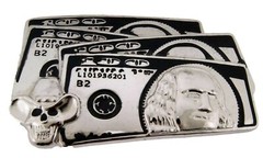 Money Belt Buckle $100 Bill American Dollar Sign Greenback bucks Benjamin Stash