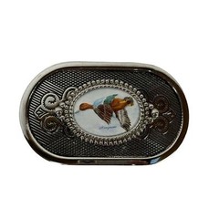 Flying Goose Inset w/ Silver trim on chrome Belt buckle