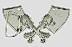 Skull Belt Buckle Rock Rebel Skeleton Vintage Hatchet Silver Metal Cleavers Axes