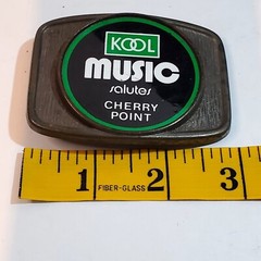 Vintage Kool Music Salutes Cherry Point Belt Buckle Pewter Tone Black Green