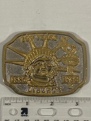 1886-1986 100 Years Of Lady Statue Of Liberty Two Tone Belt Buckle Vintage