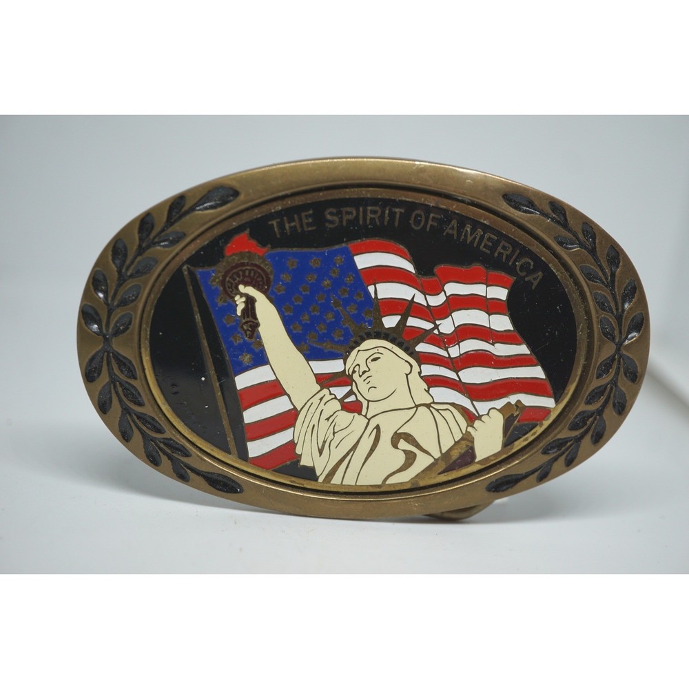 Heritage Buckles Spirit of America Statue of Liberty Solid Brass Belt Buckle