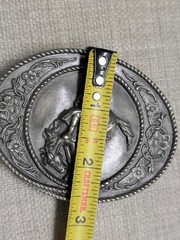 vintage RODEO belt buckle BUCKIN BRONCO cowboy WESTERN pewter brass