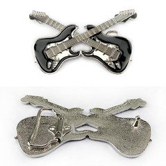 Vintage Style Black Color Enamel Guitar Music Belt Buckle for Adult Unisex
