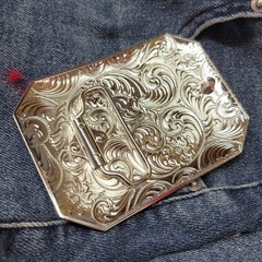 Four Aces Western Belt Buckle Cowboy Fashion Rodeo Jeans Buckle Silver & Roseto