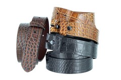 MZ Crocodile Embossed Pattern 1-3/8&Prime; (35mm) Wide Leather Belt Strap 36, Black