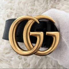 GUCCI Pre-Owned Belt Marmont Gold Buckle Black