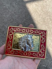 Western Buckle HorseShoe Silver Gold Red Horse Head Cowboy 2 » Hebillas Vaqueras