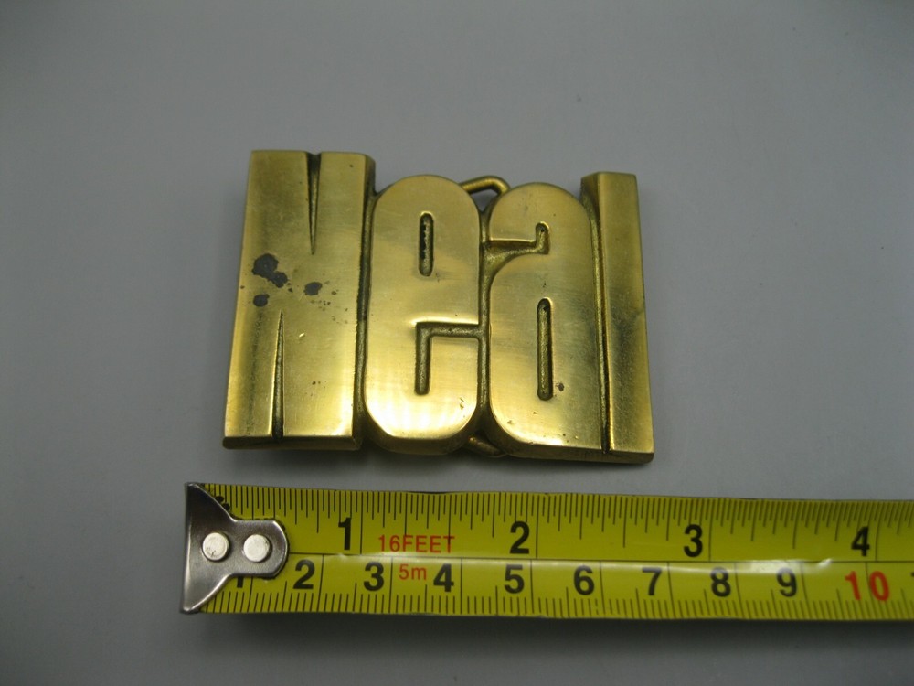 Vintage 70&rsquo;s Baron Buckle Co BBB Neal Cut-Out Name Belt Buckle – Solid Brass