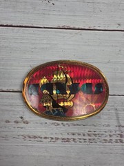 1977 Kansas Rock Pacifica Oval Belt Buckle Vintage Sailing Ship Sunset Design