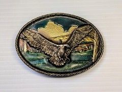 Great American Buckle Company Enameled Open Wing Flying Eagle Belt Buckle