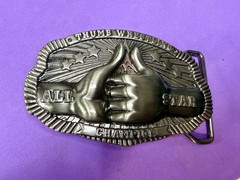 Thumb Wrestling All-Star Champion Trophy Award Belt Buckle New Condition