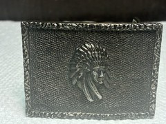 Vintage Indian Head 1973 Belt Buckle James Lind Wyoming Studio Art Works